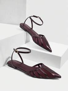 CUCCOO SZL أحذية نسائية مسطحة ذات شريط كاحل وأصابع مدببة، مصنوعة من شبكة معدنية ملونة بطريقة الرقعة، أنيقة وجذابة