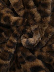 ROMWE MEN Street Life Unisex Leopard Textured Street Style Jacket, Casual Autumn/Winter