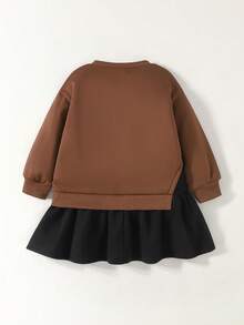 Maija Kids Young Girl Knitted Brown 3D Bow Round Neck Loose Casual Sweatshirt - Rust Brown - View 2