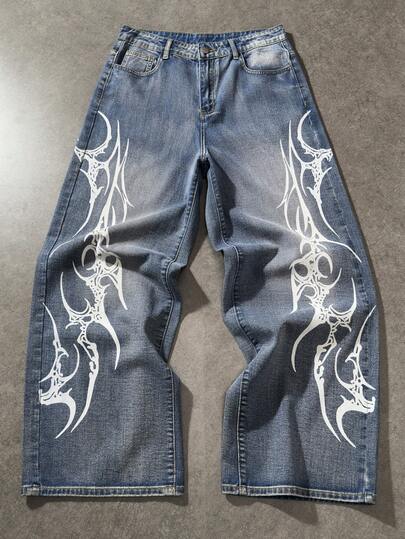 Street Life Jeans droits et amples de style vintage pour hommes