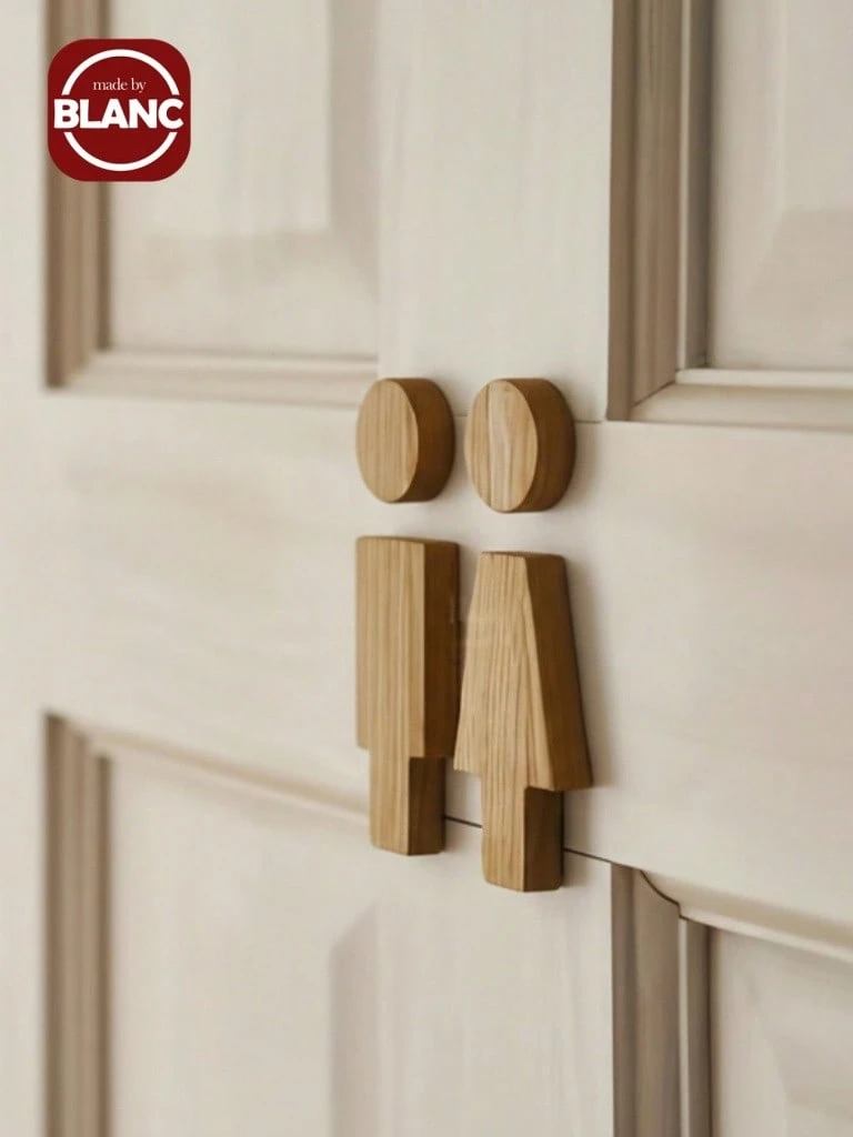 Madebyblanc 2pcs Premium 6.6" Double-Sided Tape Men's And Women's Toilet Sign With Solid Wood Backing Best Gifts Birthday Graduation - Multicolor - View 1