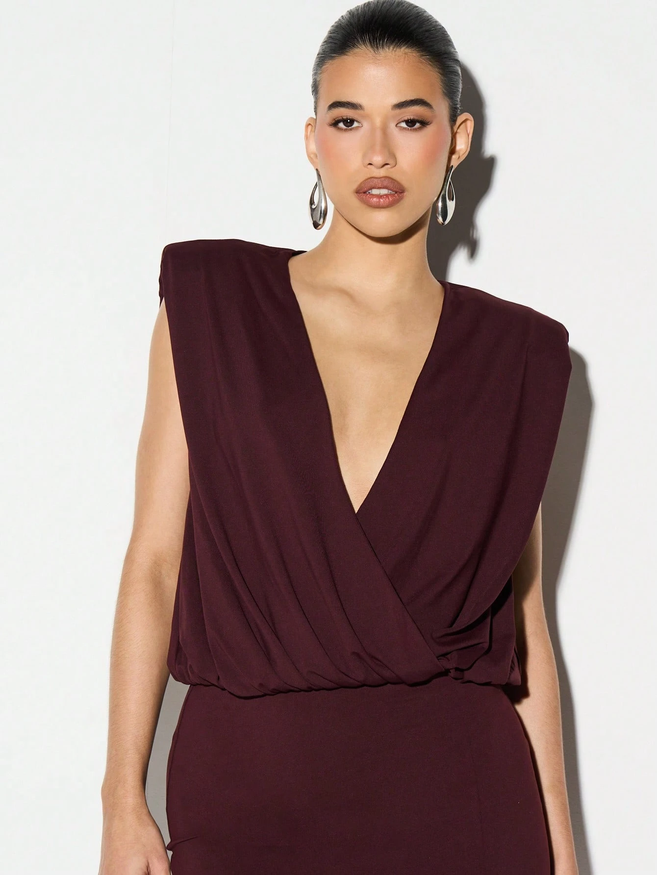 KIZN Plunge Neckline Side Slit Maxi Dress