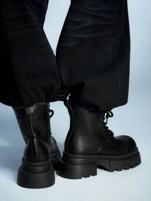 Sugerpunk 休闲系带舒适厚底女式踝靴 - 黑色 - 查看 8