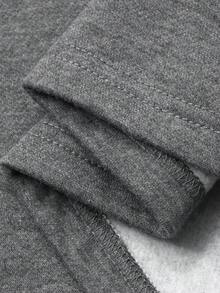 Dazy Plus 两件套时尚休闲运动套装，包括蕾丝拼接下摆卫衣和直筒长裙 - 灰色 - 查看 3