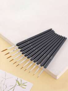 一套狼毛尖头画笔，线条画笔，水彩画笔，软毛油画笔，细尖线条画笔，轮廓画笔，情人节、婚礼、返校季绘画必备 - 黑色 - 查看 7