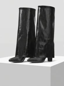 Mnmlis Bốt cao gót mũi nhọn bằng da thời trang dành cho nữ SHARK BOOTS - màu đen - Xem 11