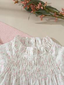 Souflis Child's 2pcs/Set Winter Clothing For Girl Elegant Casual Daily Style Outfits,Long Sleeve Solid Color Coat&Flower-Printing Simple White Dress - Pink - View 8