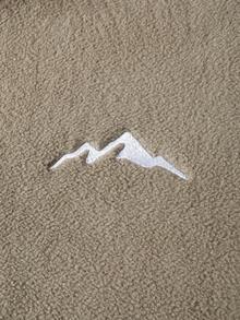 Manfinity Homme 男士山地刺绣拉链休闲套头衫 - 卡其色 - 查看 6