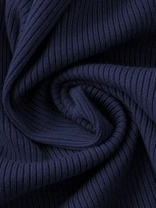 Linhara Plus Size Solid Color Fur Collar Warm Front Button Casual Knit Cardigan And Pants Sweater Set - Navy Blue - View 7