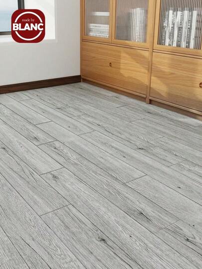 Madebyblanc 1 rollo de papel tapiz autoadhesivo de grano de madera gris, impermeable y antideslizante (grosor: 0,0147 pulgadas), adecuado para baño, sala de estar, dormitorio, cocina, decoración de autocaravana, 17.7/11.82 pulgadas * 118/197/394 pulgadas, rollo de piso de vinilo autoadhesivo, baldosas de piso de vinilo autoadhesivas gruesas, piso de tablones de madera, impermeable y resistente al desgaste, adecuado para cualquier habitación, revestimiento de piso de bricolaje fácil, madera de color claro, decoración del hogar minimalista