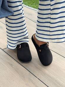 Jeta Ari Women's Solid Color Metal Decor Casual Flat Loafers Spring Shoes Spring Break Easter - Black - View 5