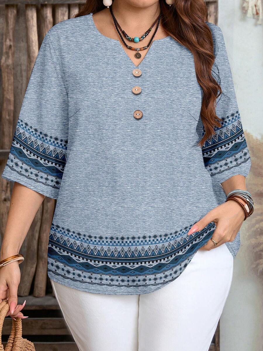 EMERY ROSE Áo sơ mi cổ chữ V trễ vai tối giản, cổ điển cỡ lớn, phù hợp cho mùa hè - Nhiều màu - Xem 1