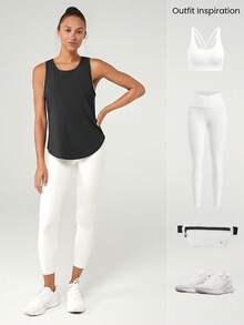 GLOWMODE 轻质快干透气装备网眼弧形下摆背心健身房日常锻炼 - 黑色 - 查看 7