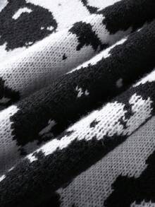 ROMWE MEN Goth Men's Jacquard Knit Sweater, Loose Fit - Black - View 7