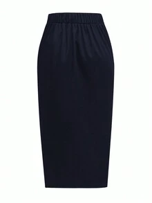 Elenzga Plus Size Women's Elegant Buckle Waist Pencil Skirt, Bodycon