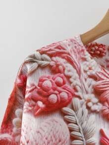 Linhara Atasan Sweater Rajut Natal Santa Claus & Pohon Natal Ukuran Besar untuk Wanita - MultiWarna - View 5