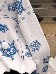 Franclia Casual Versatile New Snowflake Pattern Sweater For Women, Autumn/Winter - Blue - View 3