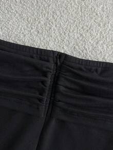 Franclia Spring/Autumn Fashion New Arrivals: Elegant Women's Jumpsuit, Featuring An Off-The-Shoulder Knitted Black Top And Contrasting Khaki Wide-Leg Trousers. - Multicolor - View 4