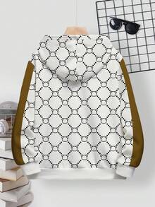 Áo nỉ dài tay rộng rãi, thoải mái cho bé trai tuổi teen, thích hợp cho mùa thu/đông, áo thun in hình, size X, quần áo trẻ em. - Nhiều màu - Xem 2