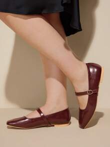 CUCCOO CURVES 女士休闲百搭宽楦平底鞋 - 酒紅色 - 查看 3