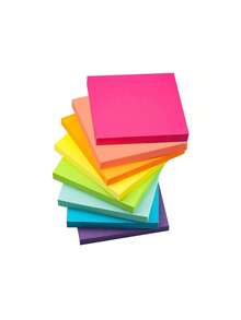 8 colores/paquete Notas adhesivas en blanco, Blocs de notas A6, Blocs de notas cuadrados multicolor, Blocs de notas adhesivas fluorescentes adecuados para estudiantes y oficinas - Multicolor - Ver 3