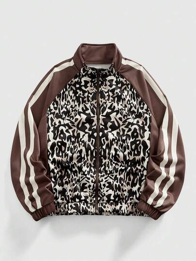 Street Life Men's Side Stripe Raglan Sleeve Zip Front Casual Jacket