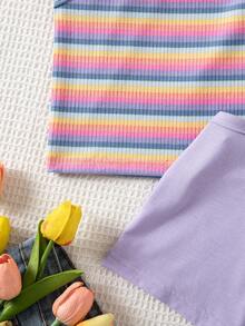 SHEIN Young Girl Casual Versatile Simple Tank Top, Summer - Multicolor - View 3