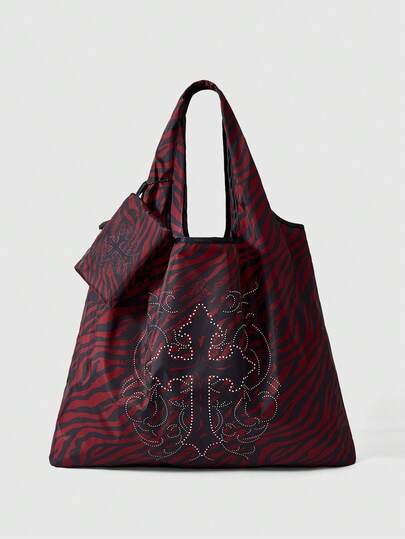 Teletubbies X ROMWE Borsa a tracolla pieghevole con grande capacità e portamonete, con grafica a cartone animato