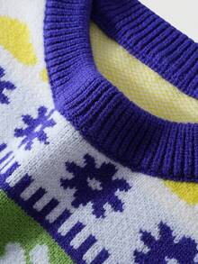 ROMWE MEN Teletubbies X ROMWE Men's Cartoon Figure Graphic Long Sleeve Round Neck Sweater - Multicolor - View 7