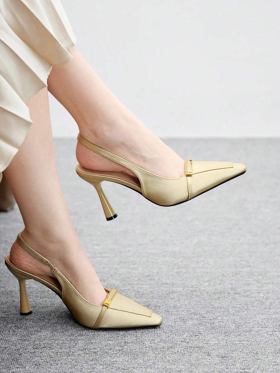 CUCCOO BIZCHIC Women's Fashion Black Patent Leather Slim High Heel Pumps, Suitable For Commuting, Dates, Gatherings, Parties And Other Occasions - Gold - View 1