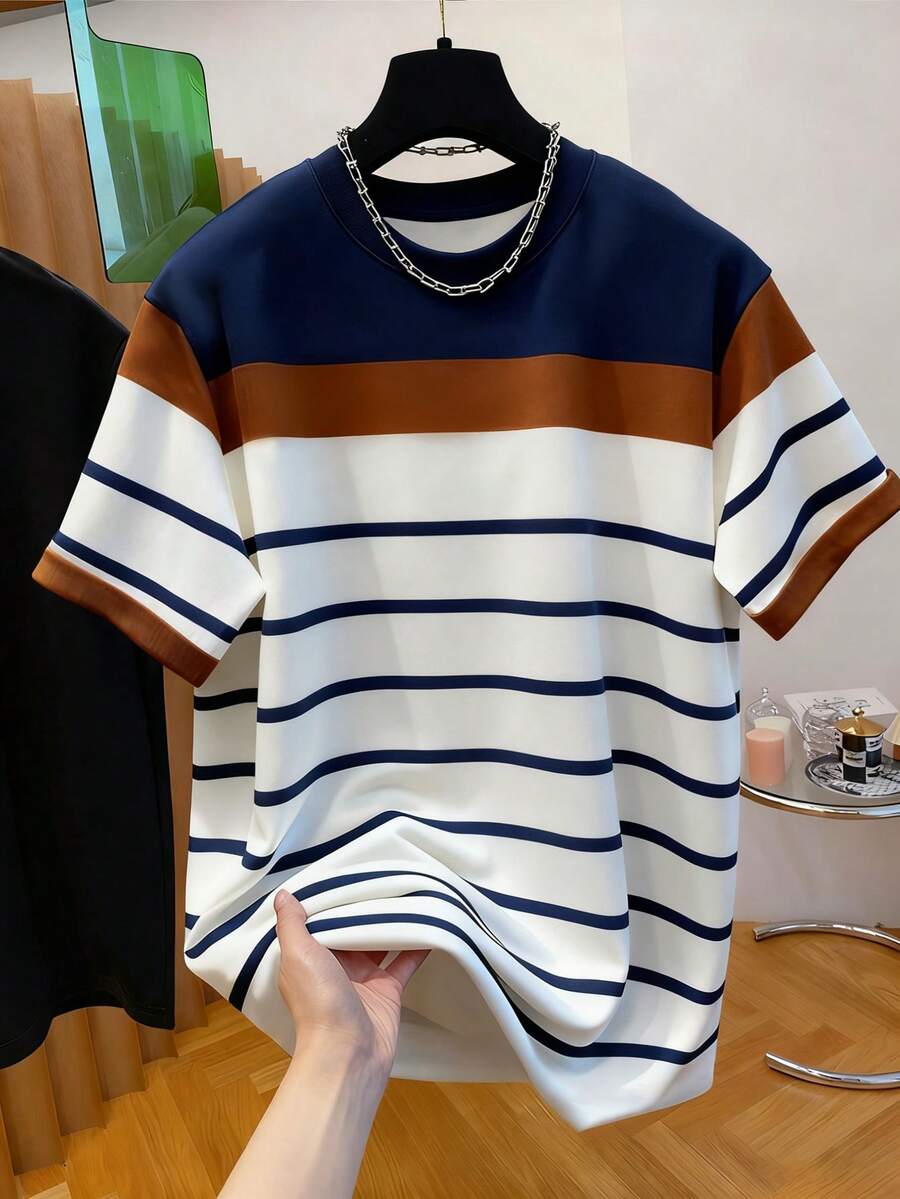 Men's Round Neck Printed T-Shirt - Round Neck Casual Top - Lightweight T-Shirt Suitable For All Seasons - Multicolor - View 1