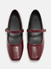 CUCCOO CURVES 女士休闲百搭宽楦平底鞋 - 酒紅色 - 查看 2