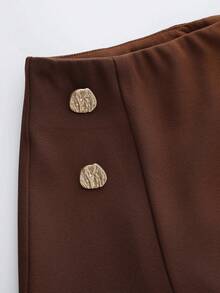 Franclia Coffee-Color Women's Sleeveless Vest Matched With Coordinating Skirt, Women's Suit Set