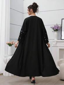 Al Najma 3D网眼刺绣双层袖口黑色长袖开衫 - 黑色 - 查看 2