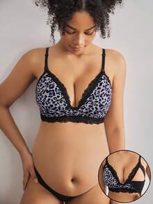 BloomMama Sexy Lace Leopard Print Patchwork Nursing Bra - Multicolor - View 5