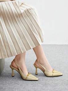 CUCCOO BIZCHIC Women's Fashion Black Patent Leather Slim High Heel Pumps, Suitable For Commuting, Dates, Gatherings, Parties And Other Occasions - Gold - View 5