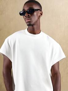 SUMWON Camiseta de manga corta con textura y corte recto - Blanco - Ver 3