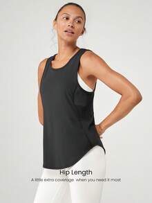 GLOWMODE 轻质快干透气装备网眼弧形下摆背心健身房日常锻炼 - 黑色 - 查看 3