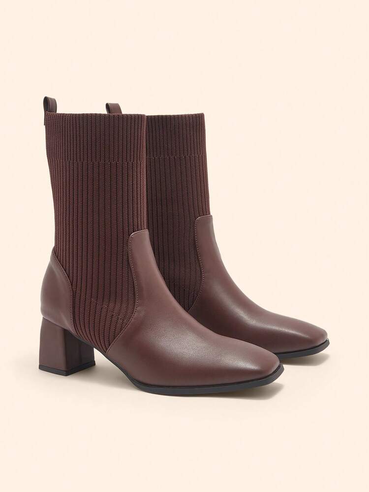 CUCCOO BASICS Women's Fashionable Versatile High Heel Mid-Calf Boots For Daily Wear For Christmas
