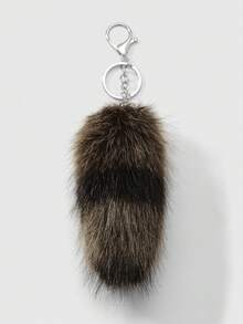 ROMWE Grunge Punk 1个Y2K复古可爱高品质棕色毛绒仿豹纹动物尾巴钥匙扣，时尚配饰，适合女性和女孩，绝佳礼物之选 - 多色-40 - 查看 16