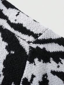 ROMWE MEN Goth Men's Jacquard Knit Sweater, Loose Fit - Black - View 8