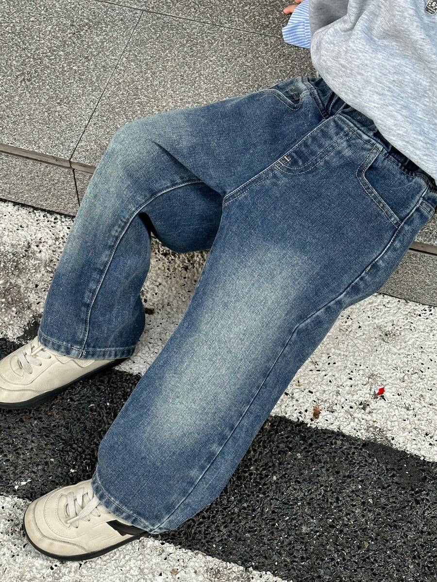 DAZY Young Boy Casual Washed Relaxed Elastic Waist Jeans