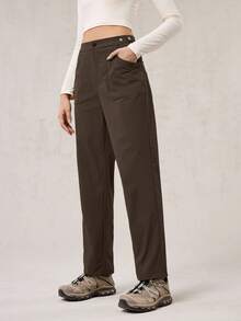 OutZeal 女士防水弹力可调节腰带多口袋户外裤，适合徒步露营，秋冬季穿着 - 棕色 - 查看 11