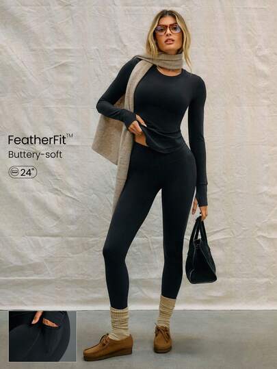 GLOWMODE 24" FeatherFit™ High-Rise Side Pocket Leggings Gym Fall Winter