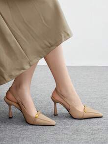 CUCCOO BIZCHIC Women's Fashion Black Patent Leather Slim High Heel Pumps, Suitable For Commuting, Dates, Gatherings, Parties And Other Occasions - Khaki - View 5