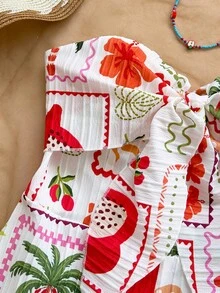 Soleia Bộ đồ liền thân hở lưng họa tiết hình bóng màu nước in hình xoắn phía trước dành cho nữ mùa xuân/hè Carnival Cruise Resort, dáng rộng, thích hợp mặc trong các dịp tiệc tùng, hẹn hò, ngày lễ tình nhân, mặc nhiều lớp - Nhiều màu - Xem 3