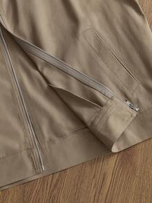 Manfinity Unisex Men's Fashionable Letter Embroidered Jacket, Autumn/Winter - Khaki - View 8