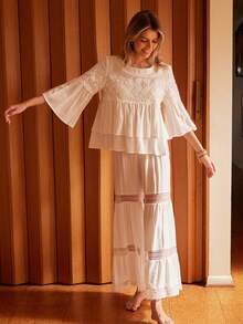 Lullawish Bộ đồ ngủ dệt Bohemian dành cho nữ - trắng - Xem 6