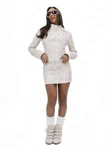 BABYPHAT Snake Print Faux Leather Mini Skirt With Zipper Detail For Night Out Party Festival Clubwear - Apricot - View 5