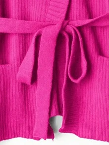 GlowEve Áo len cardigan cổ chữ V mới dành cho nữ, phong cách Âu Mỹ, phối màu thanh lịch, thời trang tối giản - Màu Hồng Tươi - Xem 5